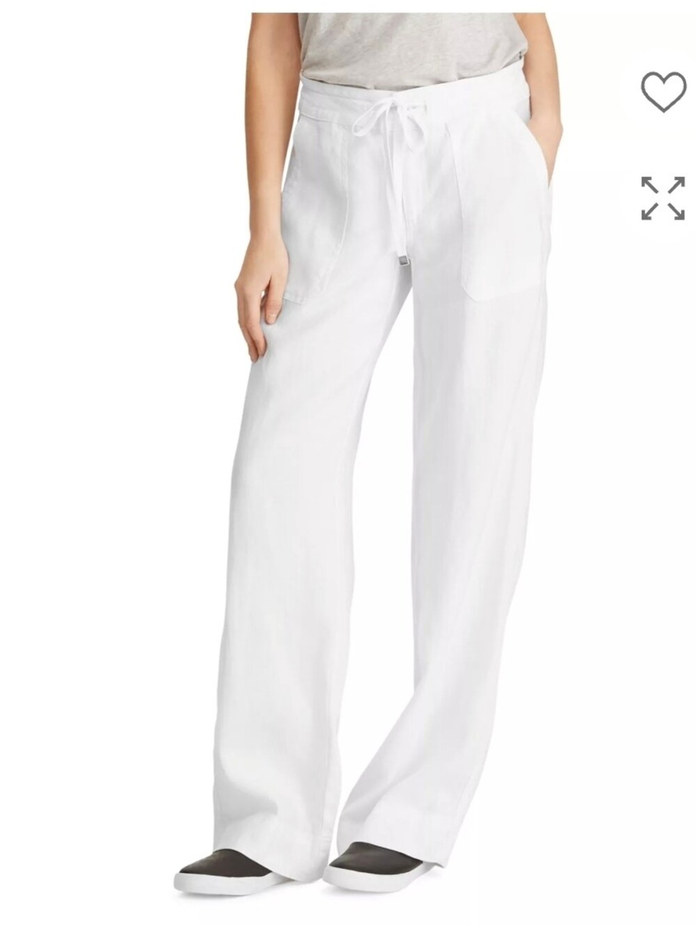 NWOT Lauren Ralph Lauren 100% Linen Pants Women’s White Wide Leg Boho Beachy